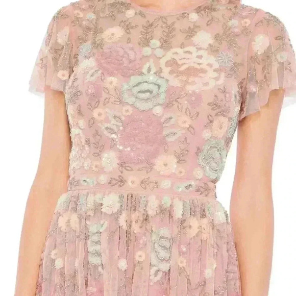 Floral Lace Appliqued A-line Midi Dress from Mac Duggal Style 9134 Size 2 - Picture 4 of 8